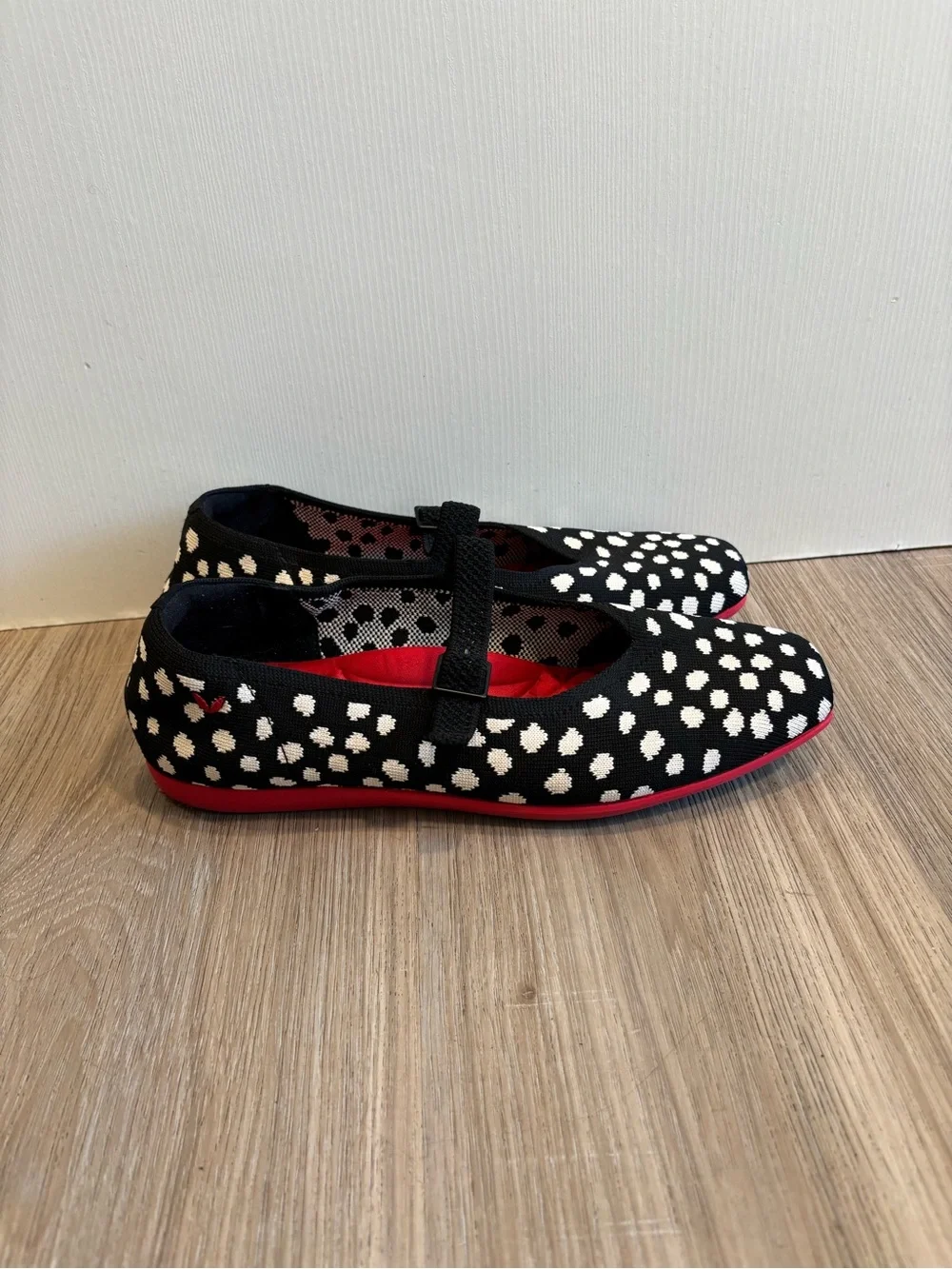 Vivaia Margot Mary Jane Square Toe Ballet Flat Black Polka Dot Women 10 41.5